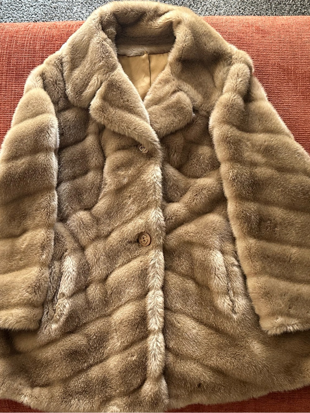 Tissavel of France Plush Faux Fur Coat in Tan